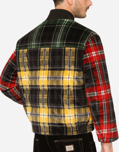Reversible velvet patchwork jacket with patch embellishment